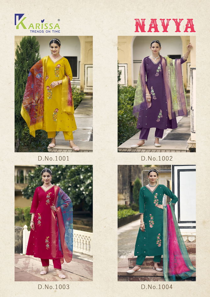 Navya By Karissa Viscose Roman Silk Kurti With Bottom Dupatta Wholesale Shop In Surat
